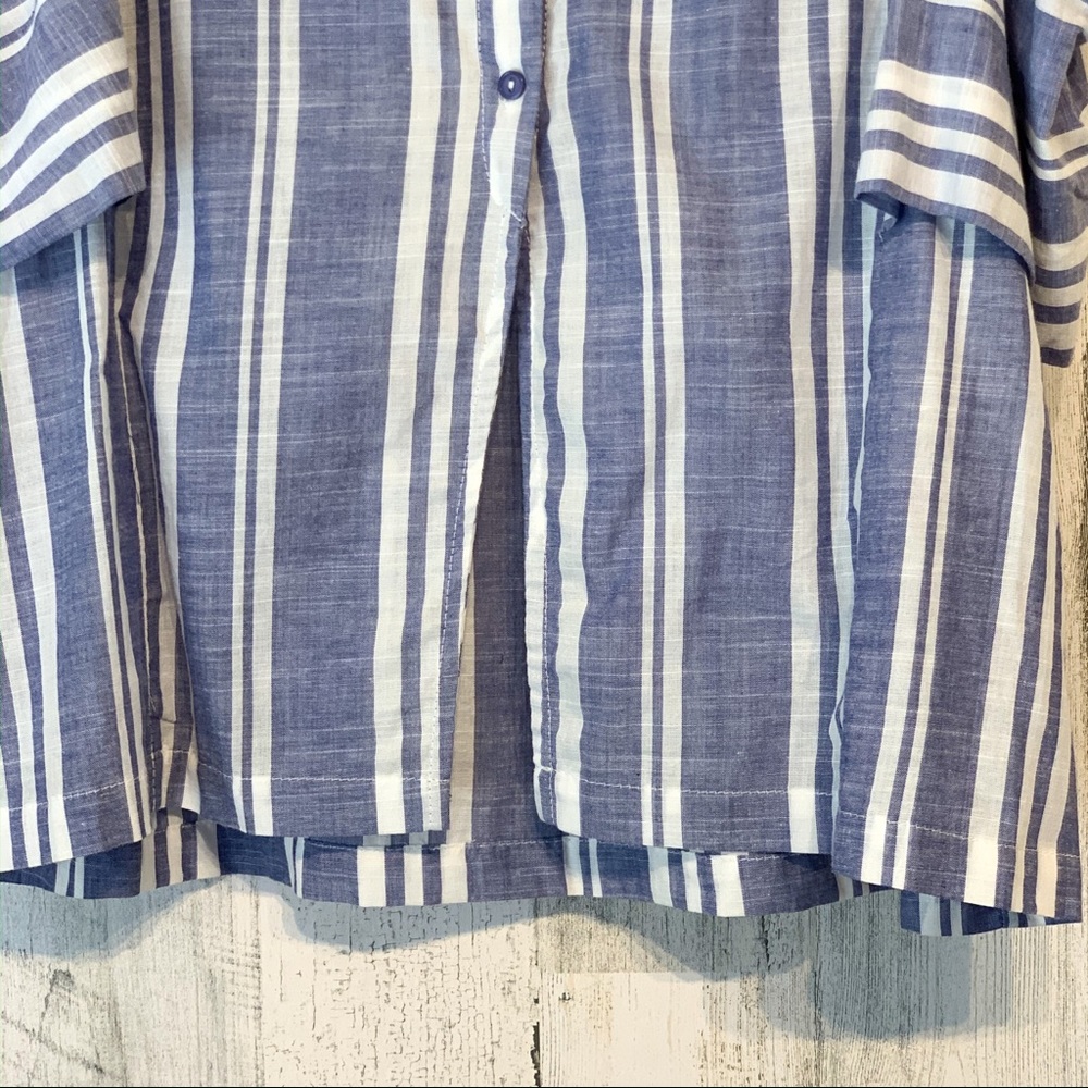 Lush Blue/Wht Cold Shoulder Striped Top Size Lrg - Picture 5 of 8